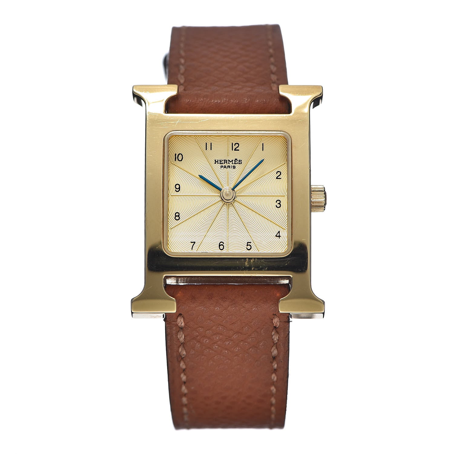 Hermes Stainless Steel Epsom 21mm Heure H Hour Quartz Watch Gold 1 of 8
