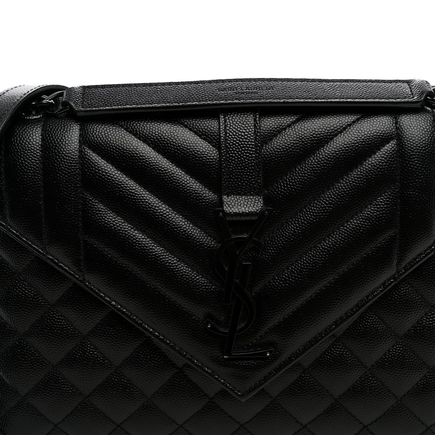 Grain De Poudre Textured Mixed Matelasse Triquilt Medium Monogram Monochrome Satchel Black