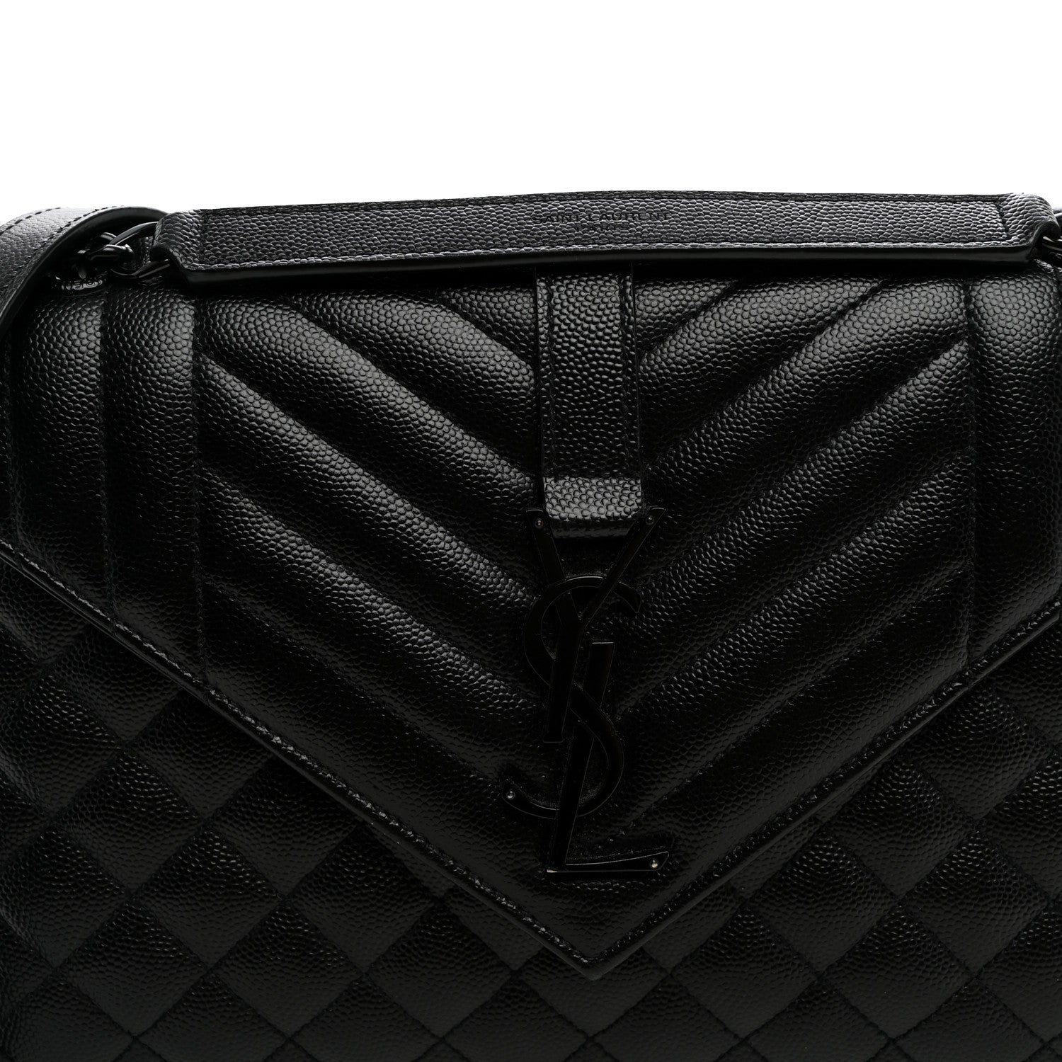 Saint Laurent Grain De Poudre Textured Mixed Matelasse Triquilt Medium Monogram Monochrome Satchel Black 7 of 9