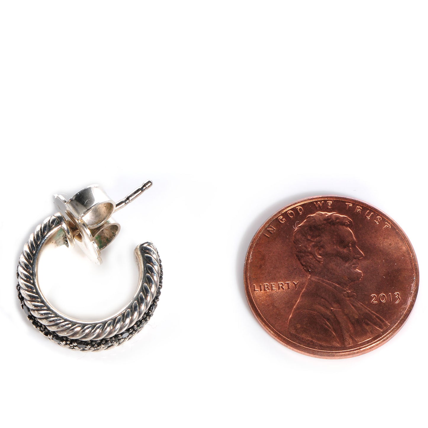 Sterling Silver Black Diamond 17mm Midnight MÃ©lange Earrings