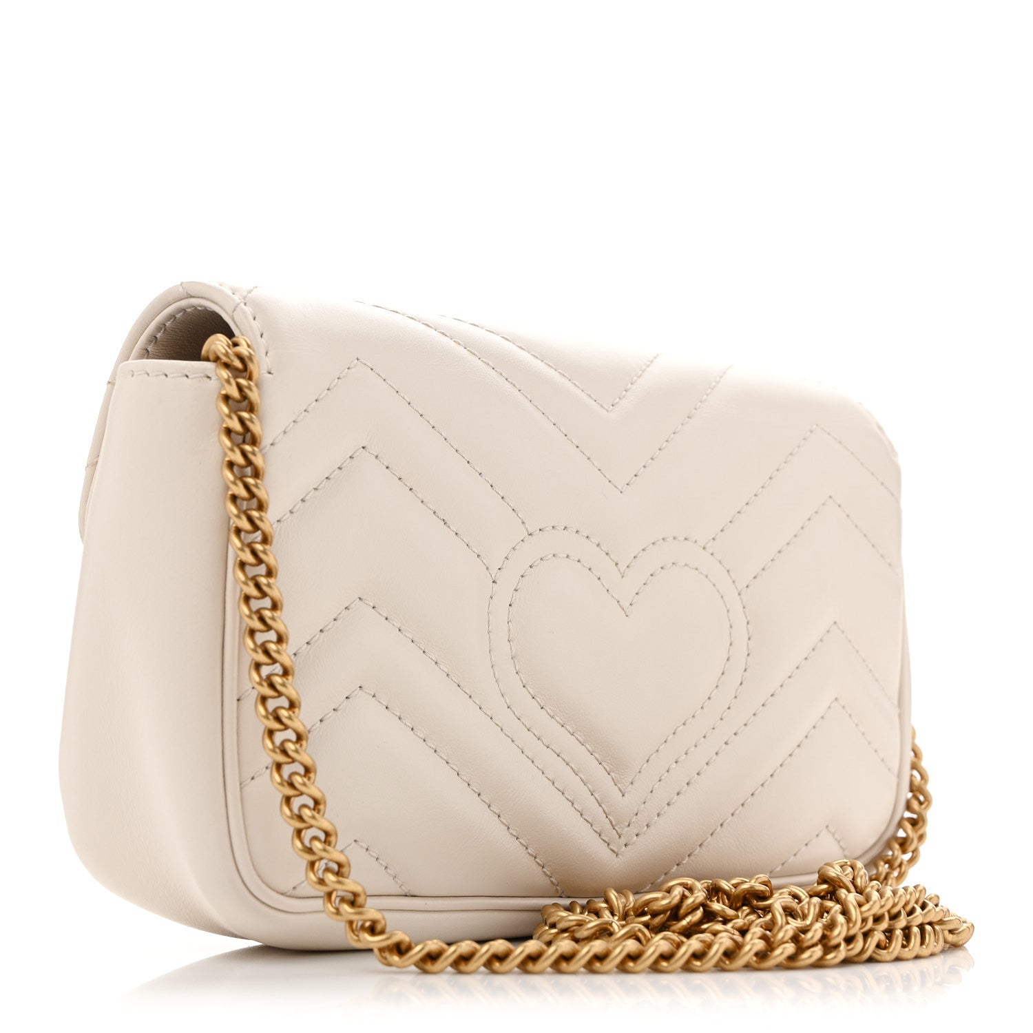 Gucci Calfskin Matelasse Super Mini GG Marmont Shoulder Bag White 3 of 13