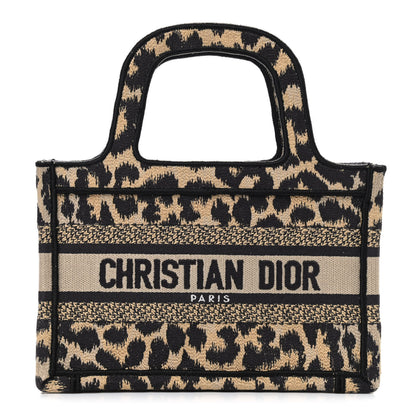 Christian Dior Canvas Mizza Embroidered Mini Leopard Book Tote Beige 1 of 9