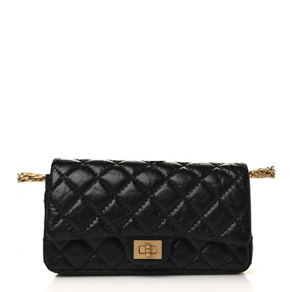 Chanel Aged Calfskin Quilted 2.55 Reissue Flap Belt Bag Clutch Black 1 of 10