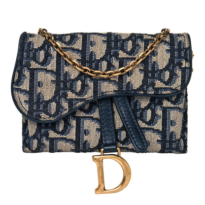Christian Dior Oblique Nano Saddle Chain Pouch Blue 1 of 7