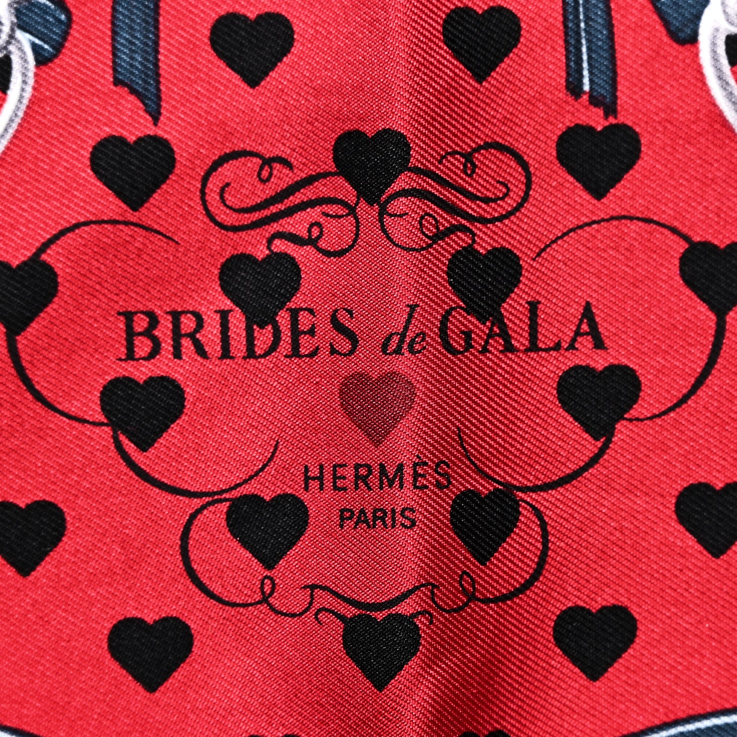 Hermes Silk Brides De Gala Love Pocket Square Canard Rouge Blanc 2 of 4