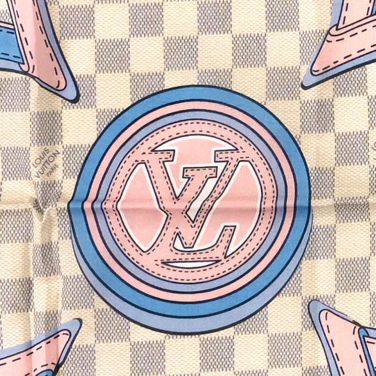 Louis Vuitton Cotton Damier Azur Straps Bandana Scarf Multicolor 2 of 3