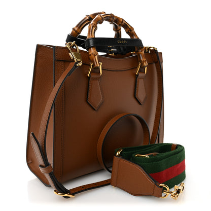 Gucci Textured Dollar Calfskin Web Small Diana Tote Bag Cuir Black 3 of 10