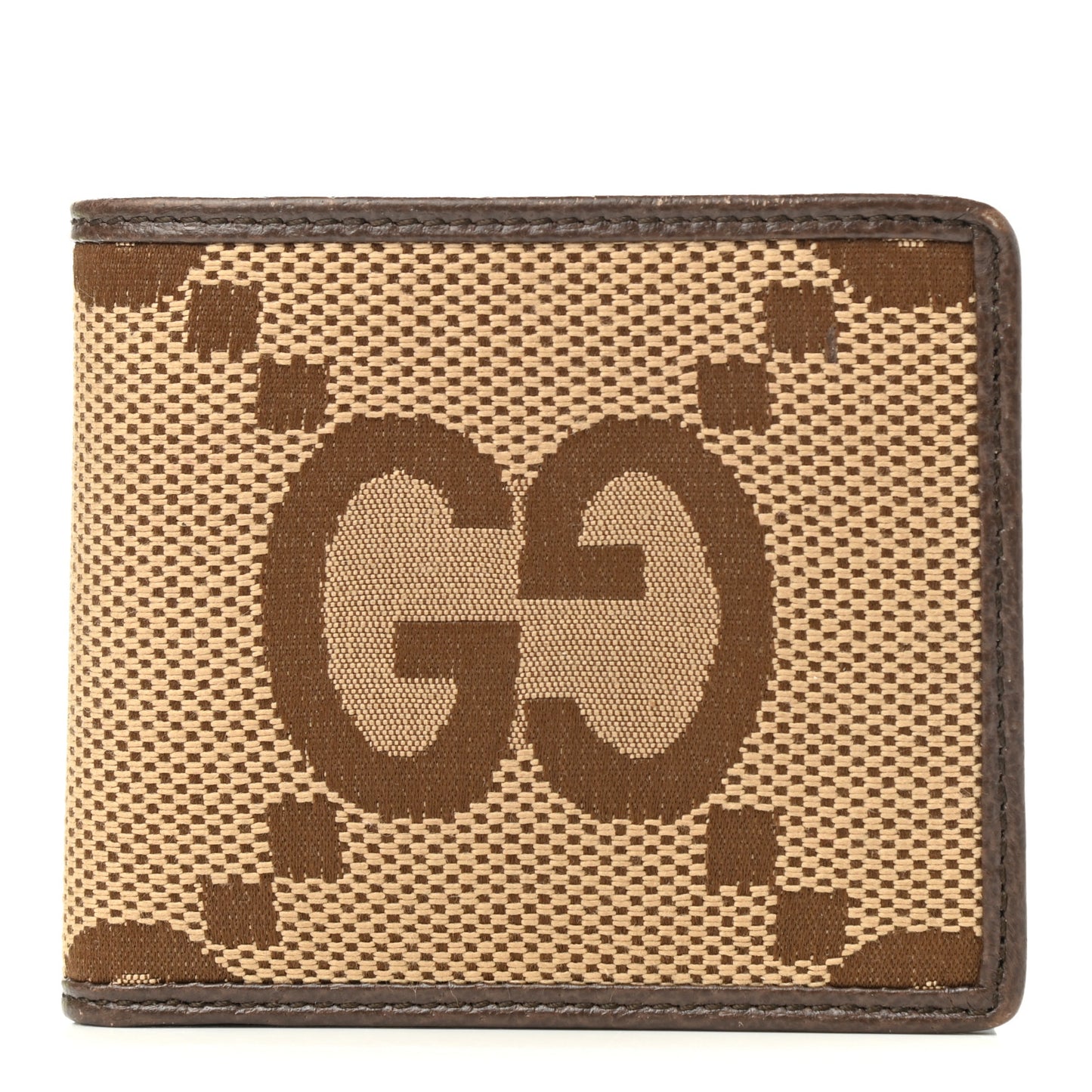 Monogram Jumbo GG Textured Dollar Calfskin Wallet Camel Ebony New Acero