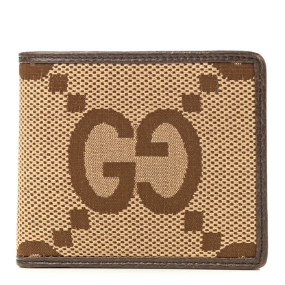 Gucci Monogram Jumbo GG Textured Dollar Calfskin Wallet Camel Ebony New Acero 1 of 7