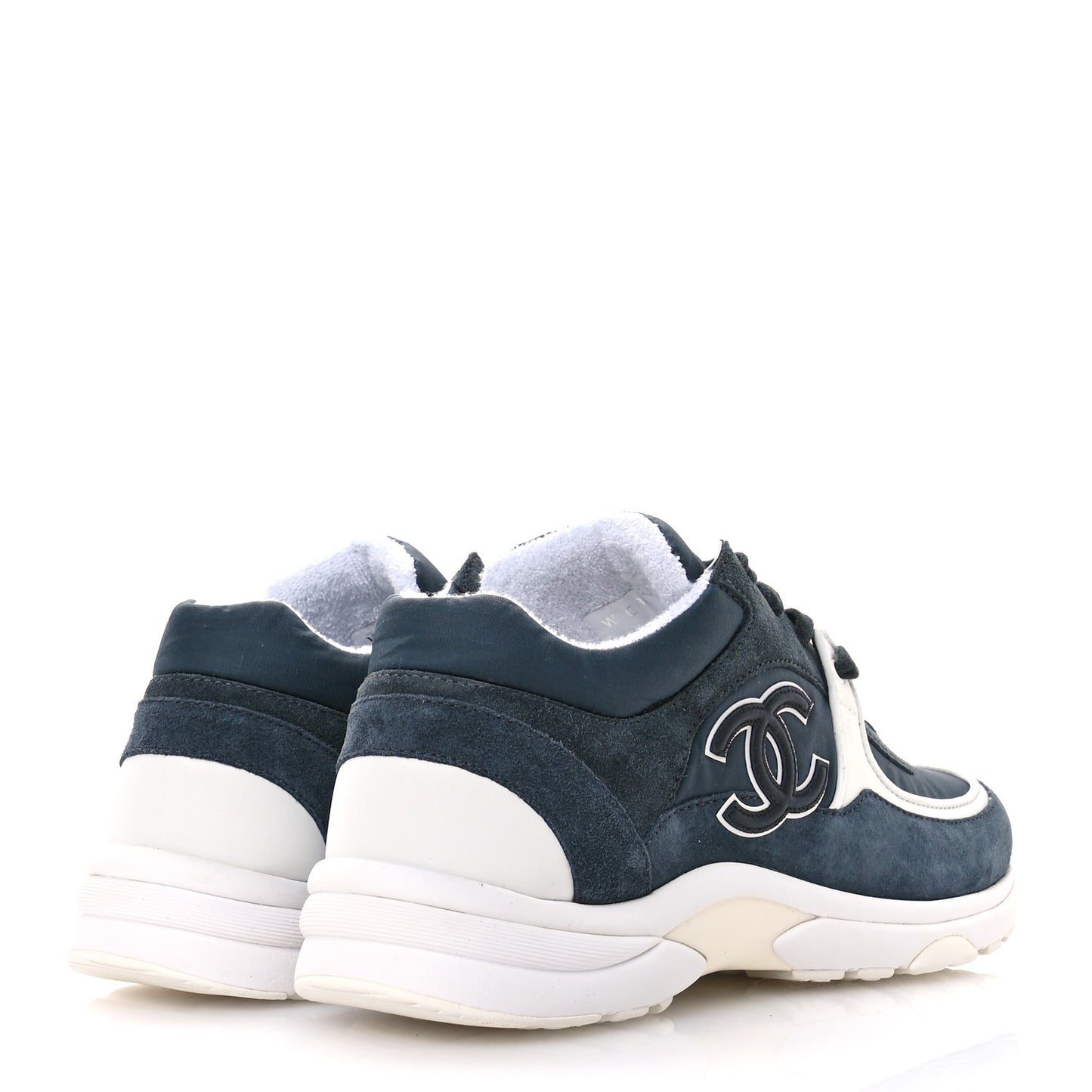 Fabric Calfskin Suede CC Womens Sneakers 40 Blue