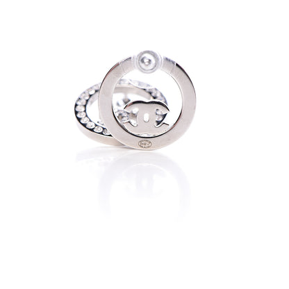 Chanel Crystal CC Round Earrings Silver 3 of 4