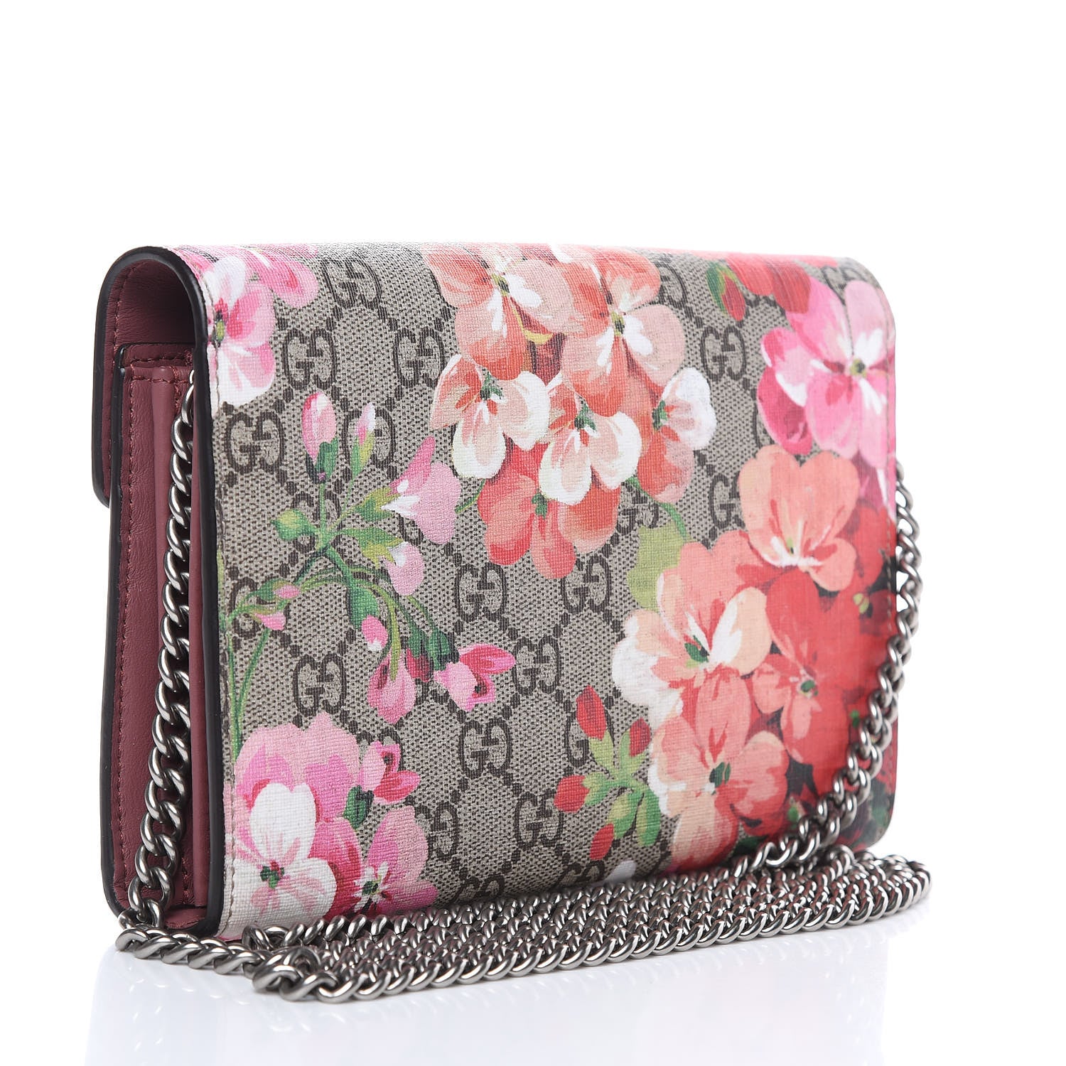Gucci GG Supreme Monogram Blooms Mini Dionysus Chain Wallet Beige Multicolor Dry Rose 3 of 10