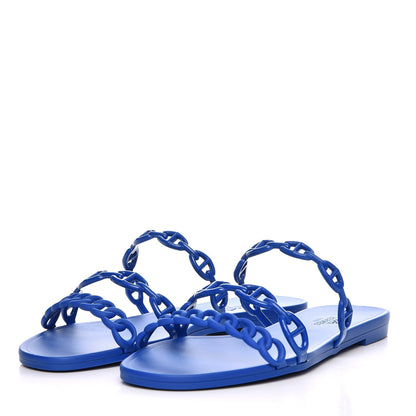 Hermes Rubber Chaine d'Ancre Rivage Sandals 38 Bleu Smalt 2 of 8