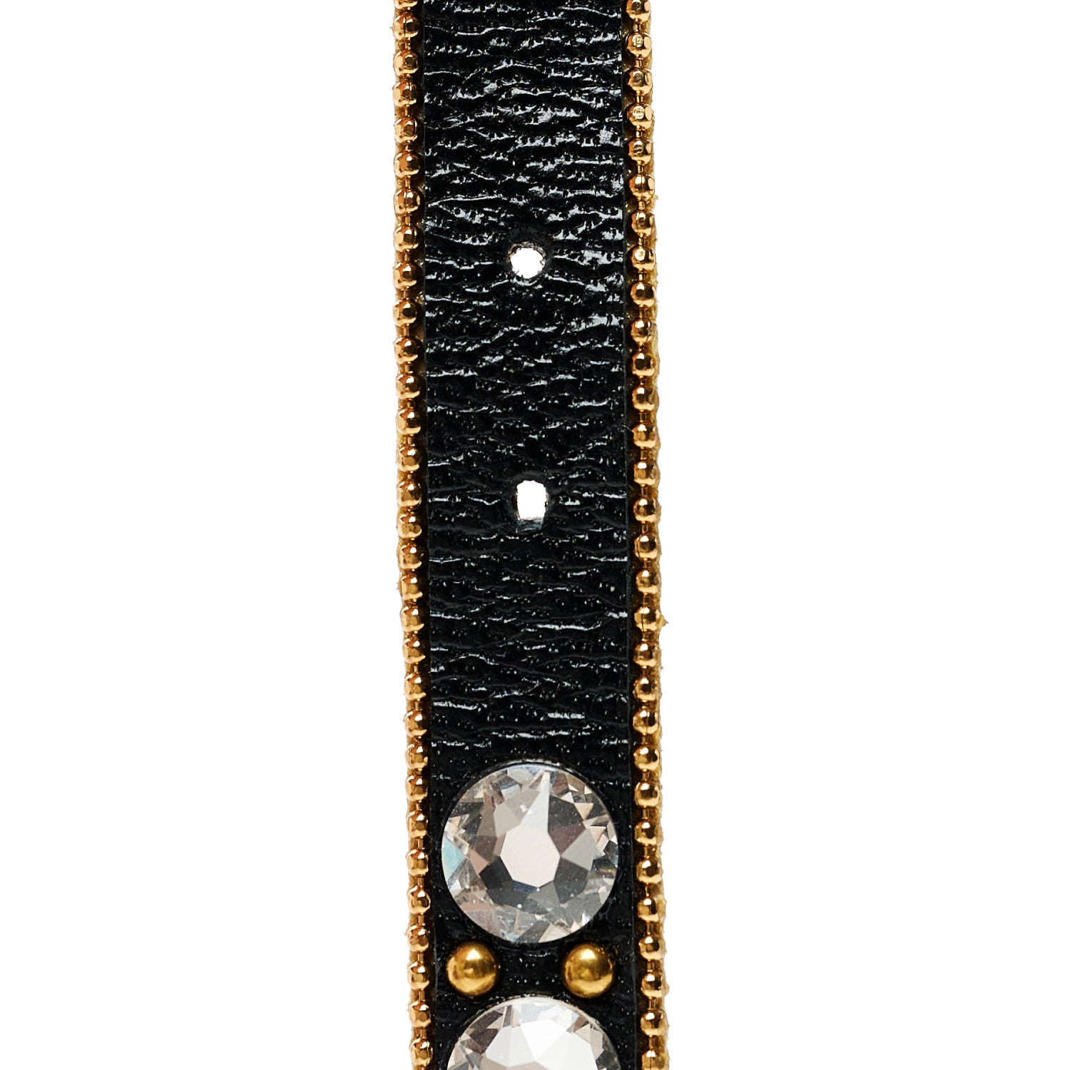 Gucci Metal Calfskin Crystal Double G Bracelet Black 4 of 5