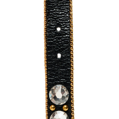 Gucci Metal Calfskin Crystal Double G Bracelet Black 4 of 5