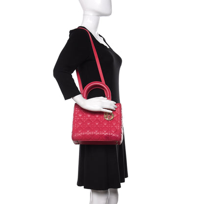 Christian Dior Lambskin Cannage Medium Lady Dior Pink 2 of 15