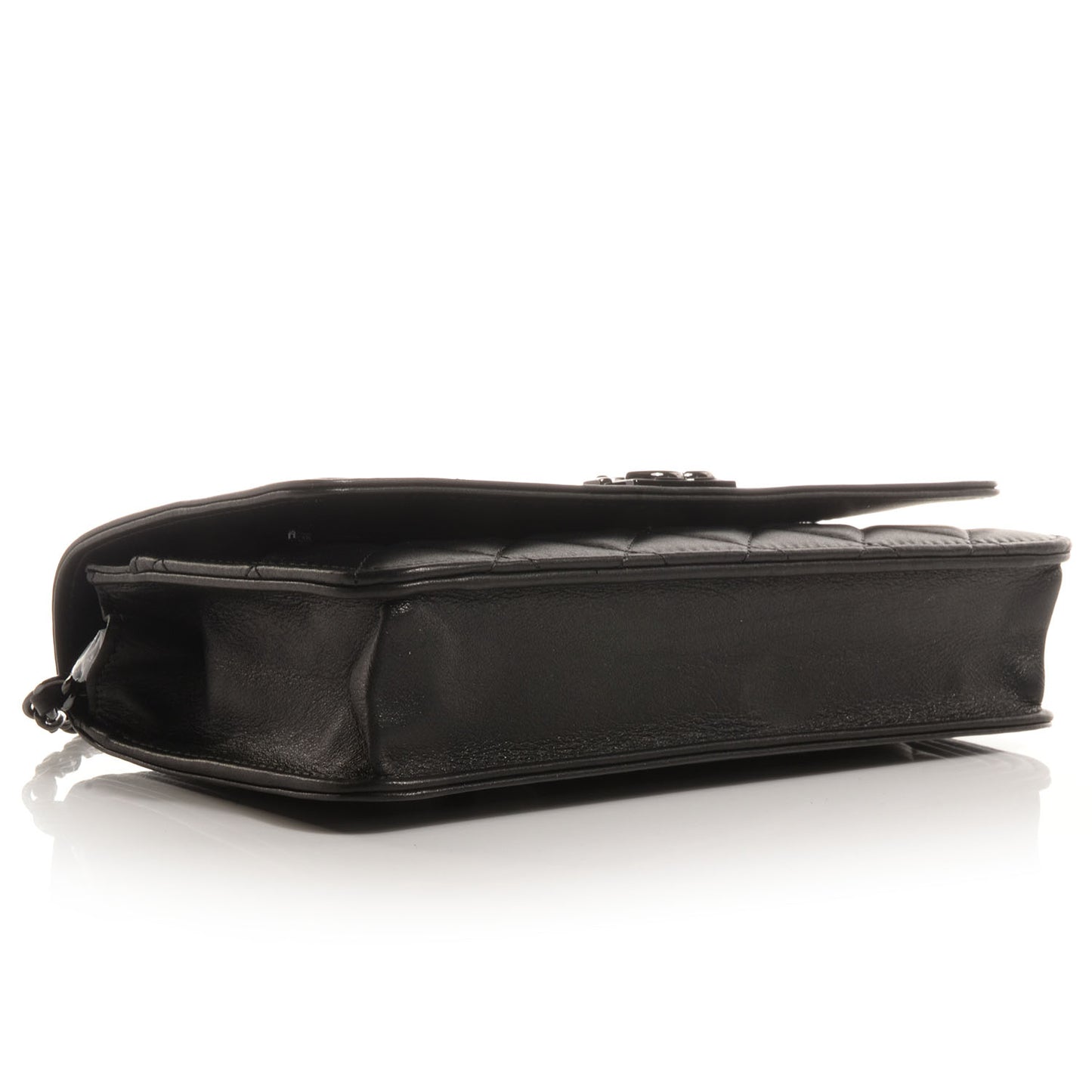 Calfskin Quilted So Black Boy Wallet On Chain WOC Black