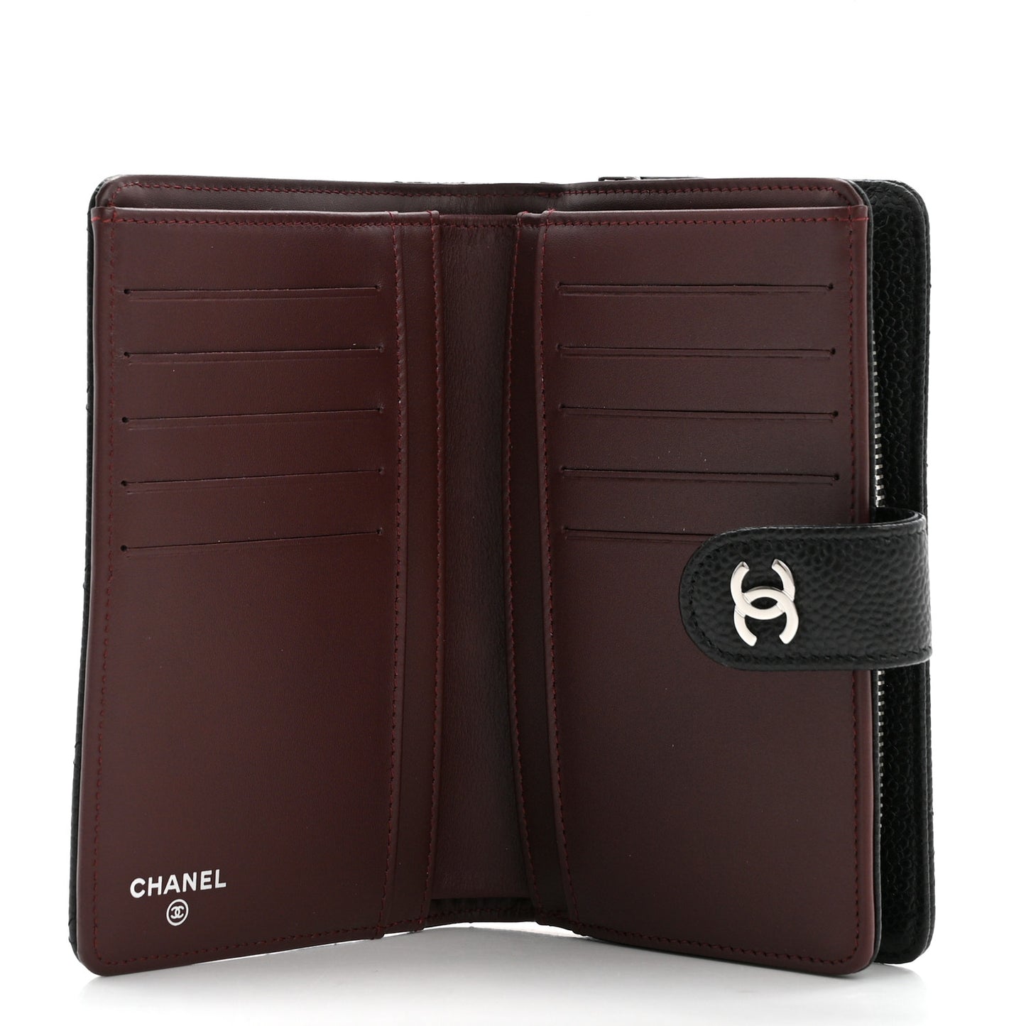 Caviar Quilted Zipped Pocket Wallet Black