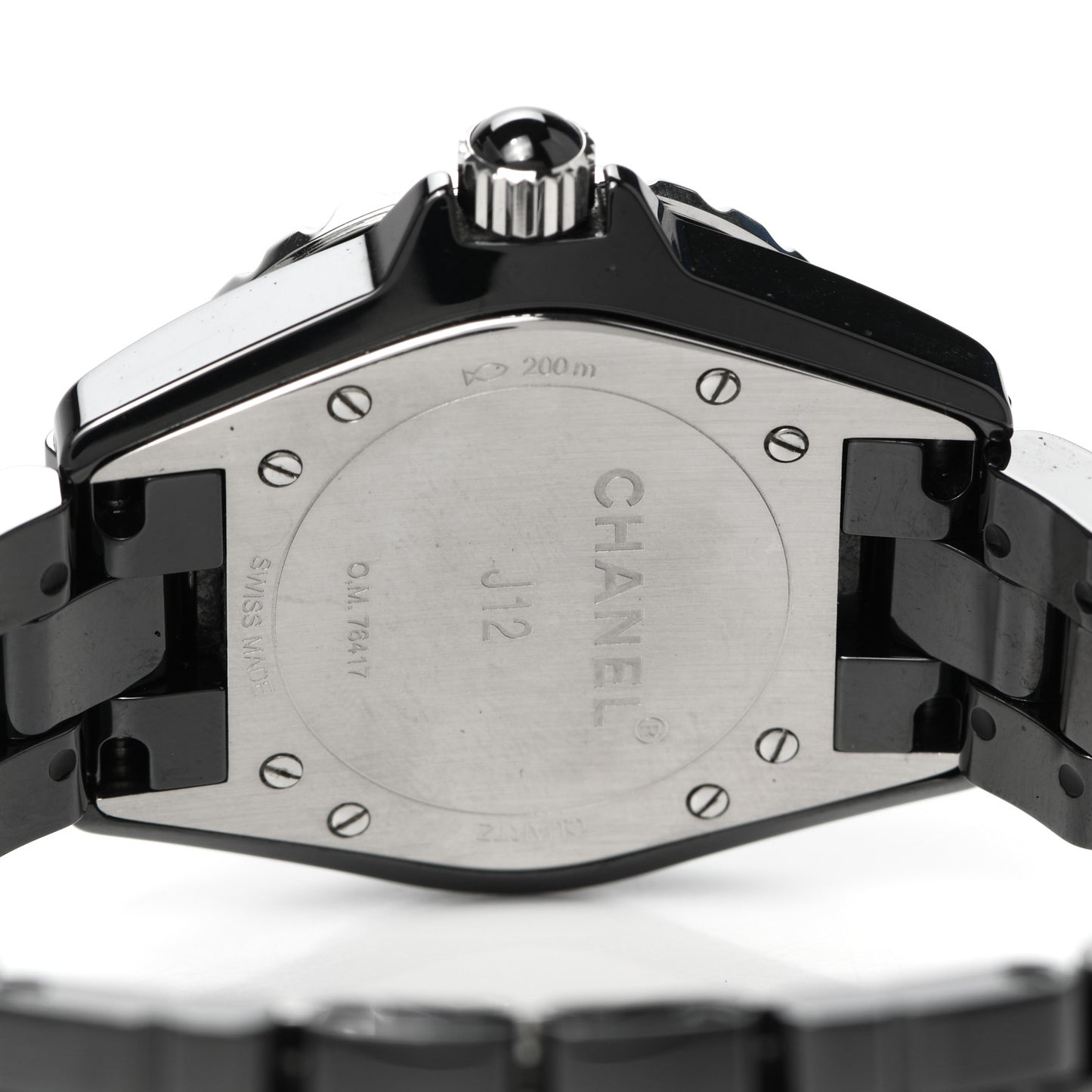 Stainless Steel Ceramic Diamond Dial 33mm J12 Quartz Watch Black