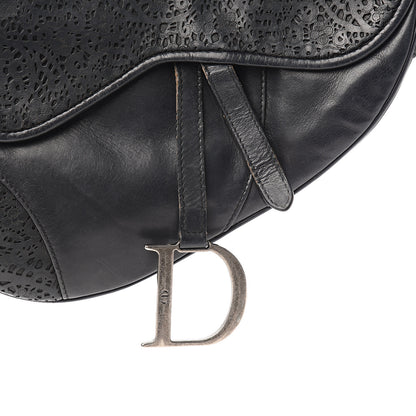 Christian Dior Lambskin Laser Cut Saddle Bag Black 12 of 13