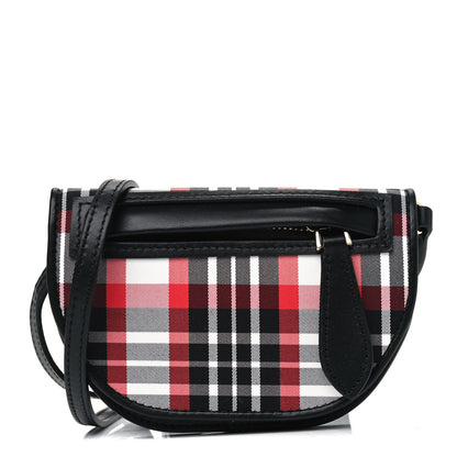 Burberry Calfskin Nylon Tartan Micro Olympia Card Case Bright Red 1 of 4