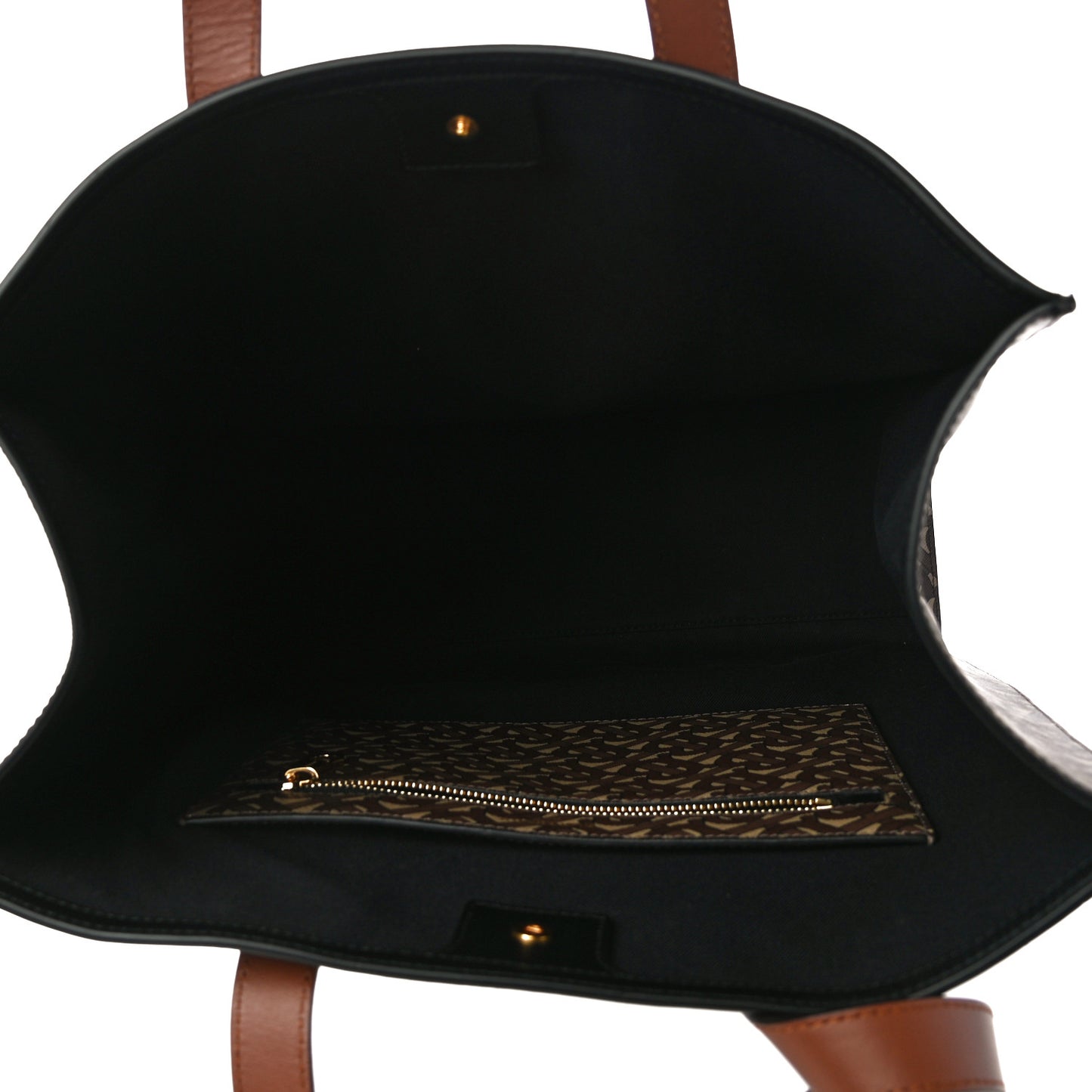 E-Canvas Monogram Stripe Medium Portrait Tote Bag Bridle Brown