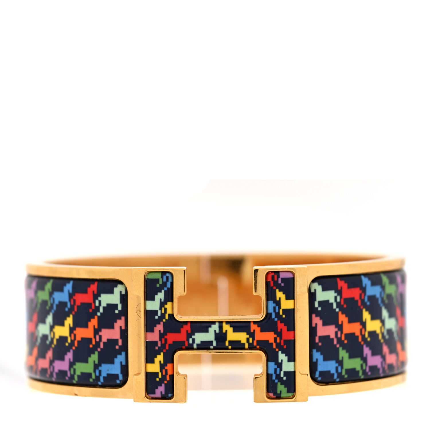 Hermes Enamel Cheval Pixel Narrow Clic Clac H Bracelet PM Indigo Multicolor 1 of 4