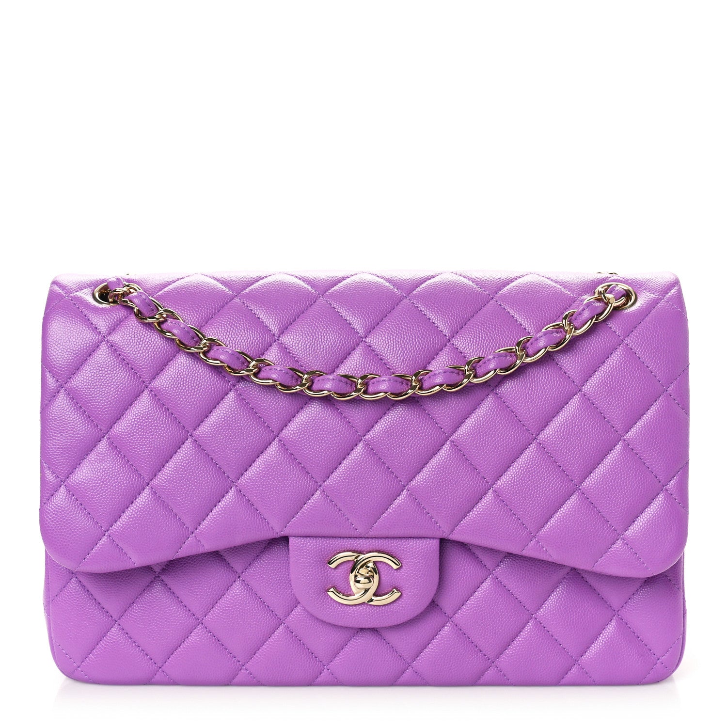 Chanel Caviar Quilted Jumbo Double Flap Purple 1 of 10