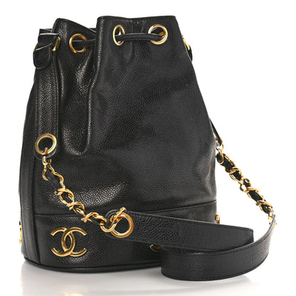 Chanel Caviar CC Drawstring Shoulder Bag Black 3 of 9