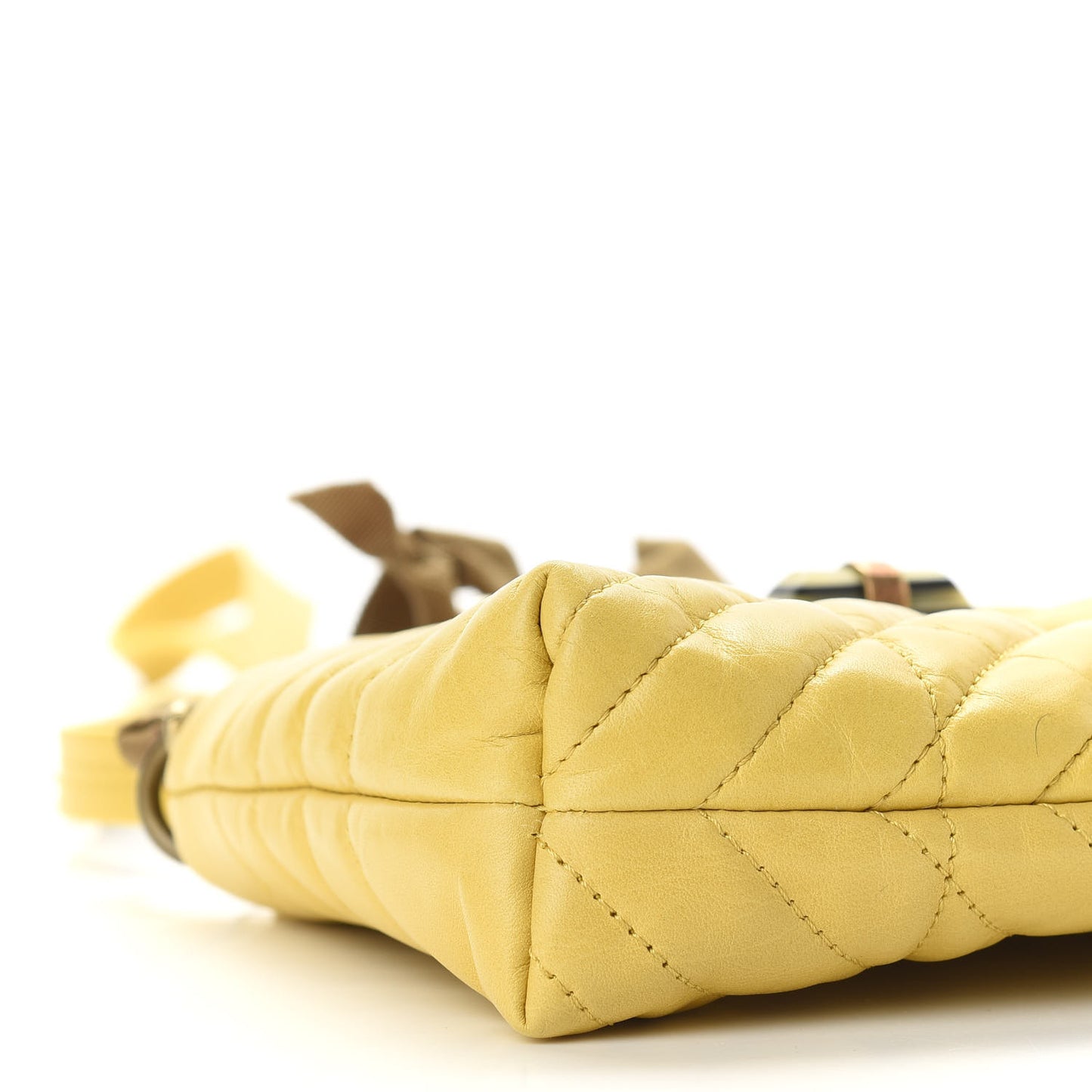 Lambskin Quilted Small Happy Shoulder Bag Yellow