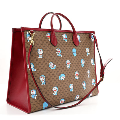 Gucci X DORAEMON Mini Vintage GG Supreme Monogram Large Tote Bag Beige Cherry Red 3 of 10
