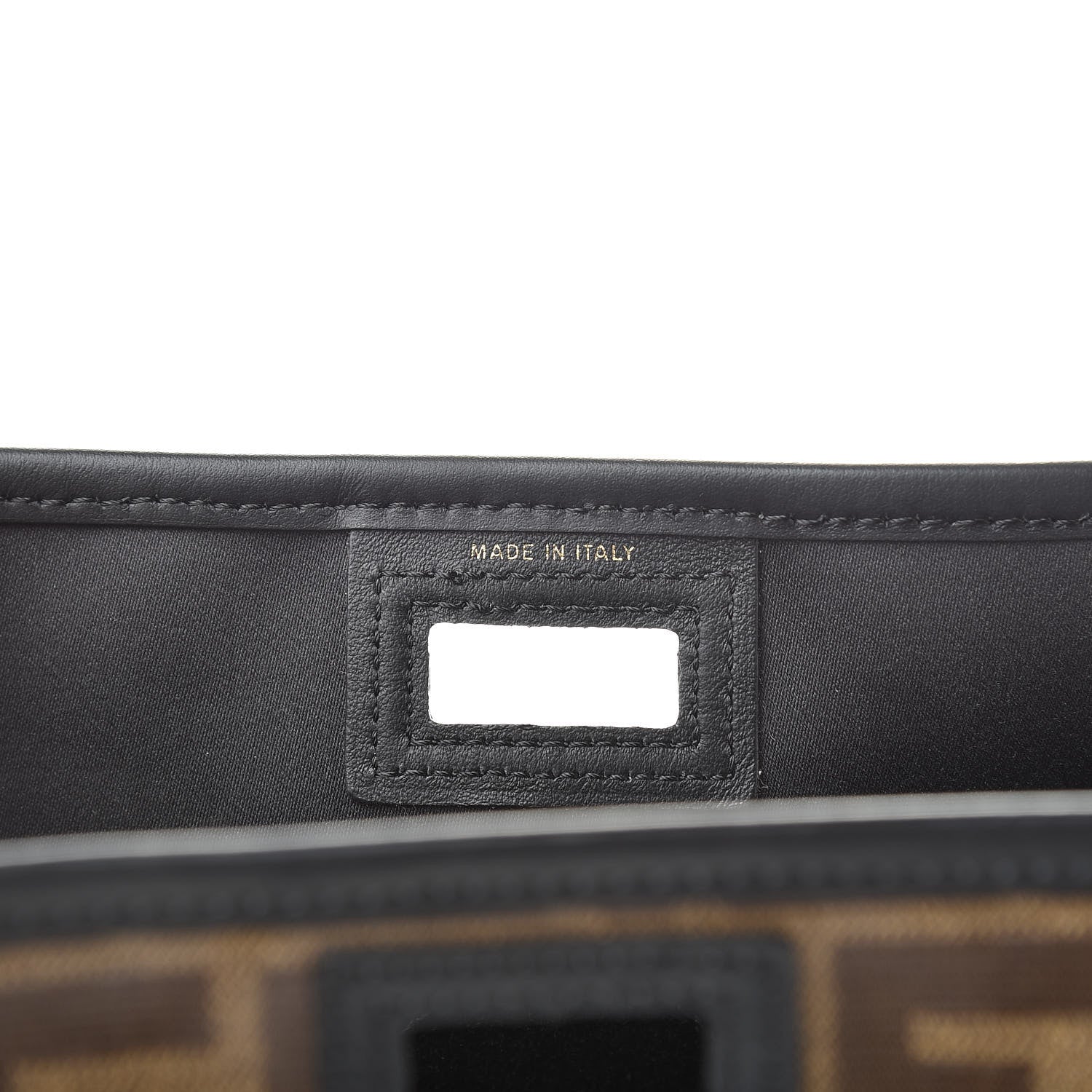 Fendi Glazed Fabric Vitello Century FF 1974 Stamp Patch Mini Peekaboo Defender Cover Mogano Panna Black 7 of 8