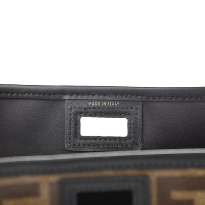 Fendi Glazed Fabric Vitello Century FF 1974 Stamp Patch Mini Peekaboo Defender Cover Mogano Panna Black 7 of 8