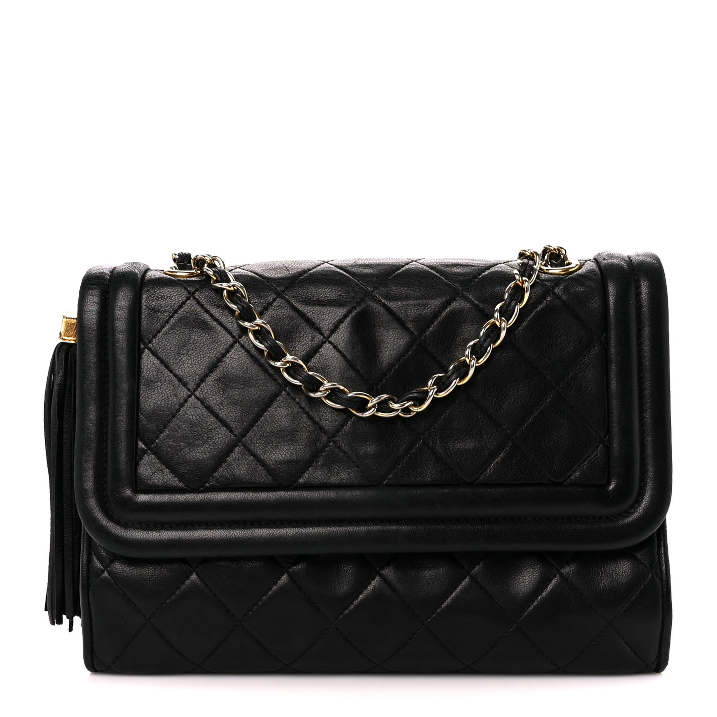 Lambskin Quilted Tassel Flap Black
