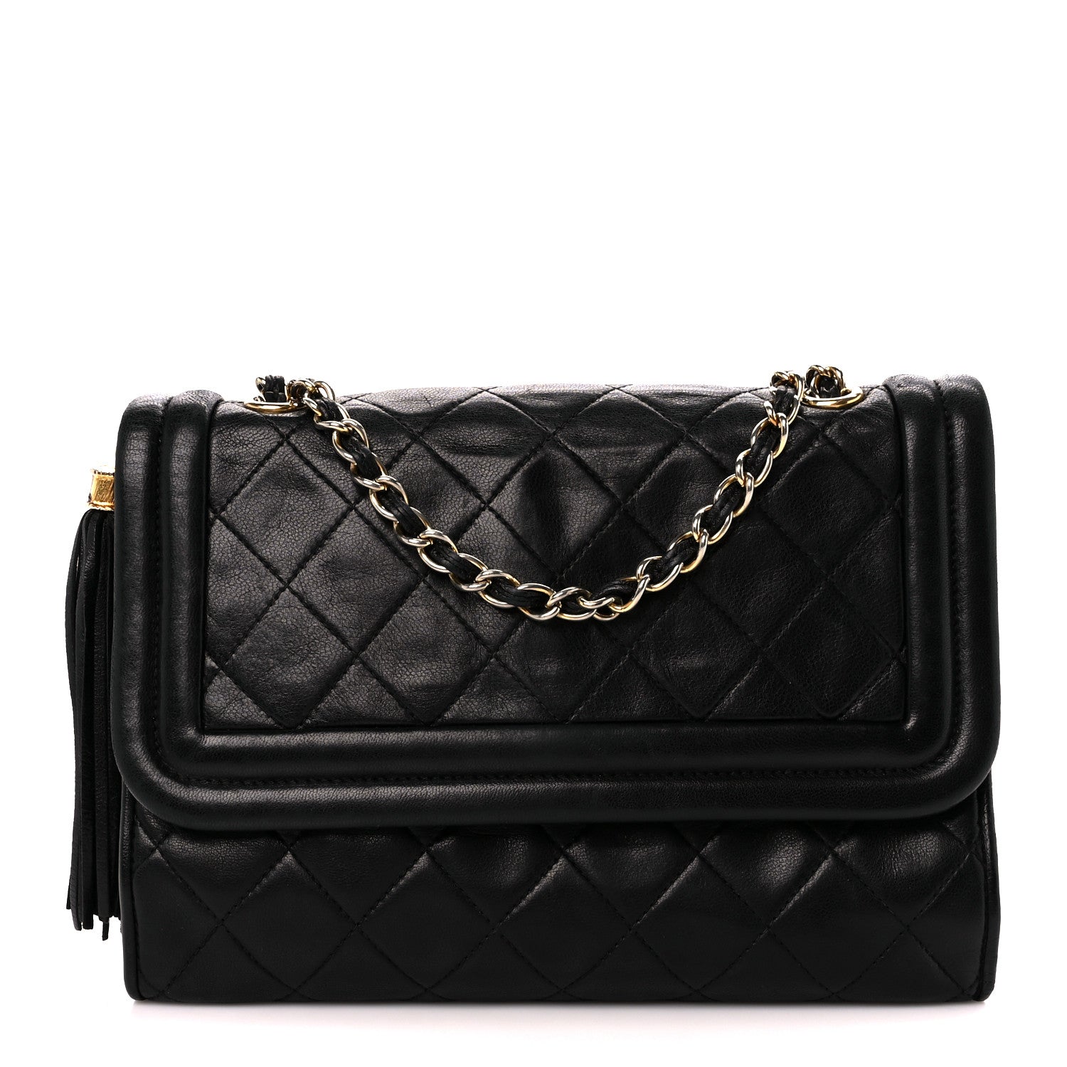 Chanel Lambskin Quilted Tassel Flap Black 1 of 12