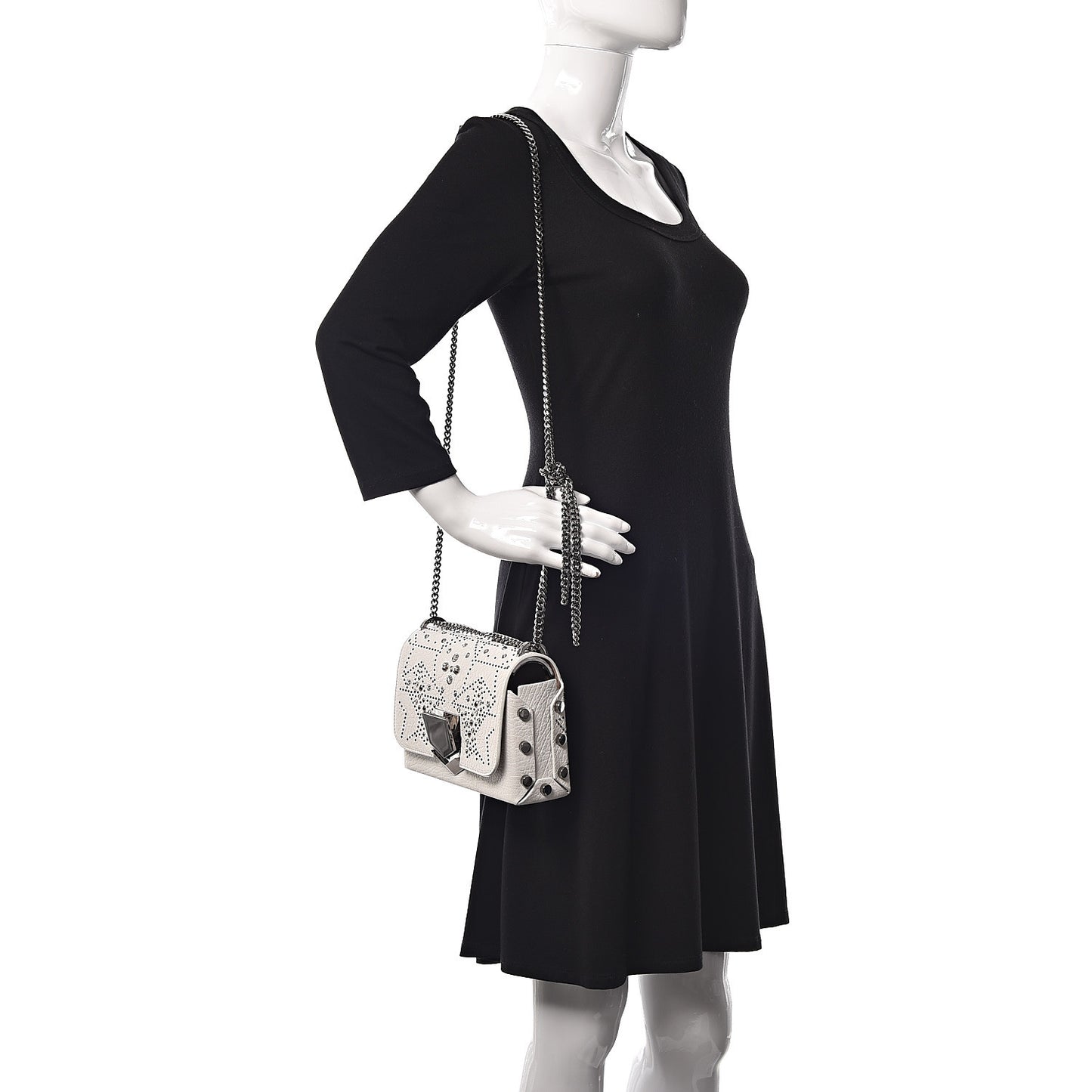 Lambskin Studded Star Lockett Petite Crossbody Bag Chalk