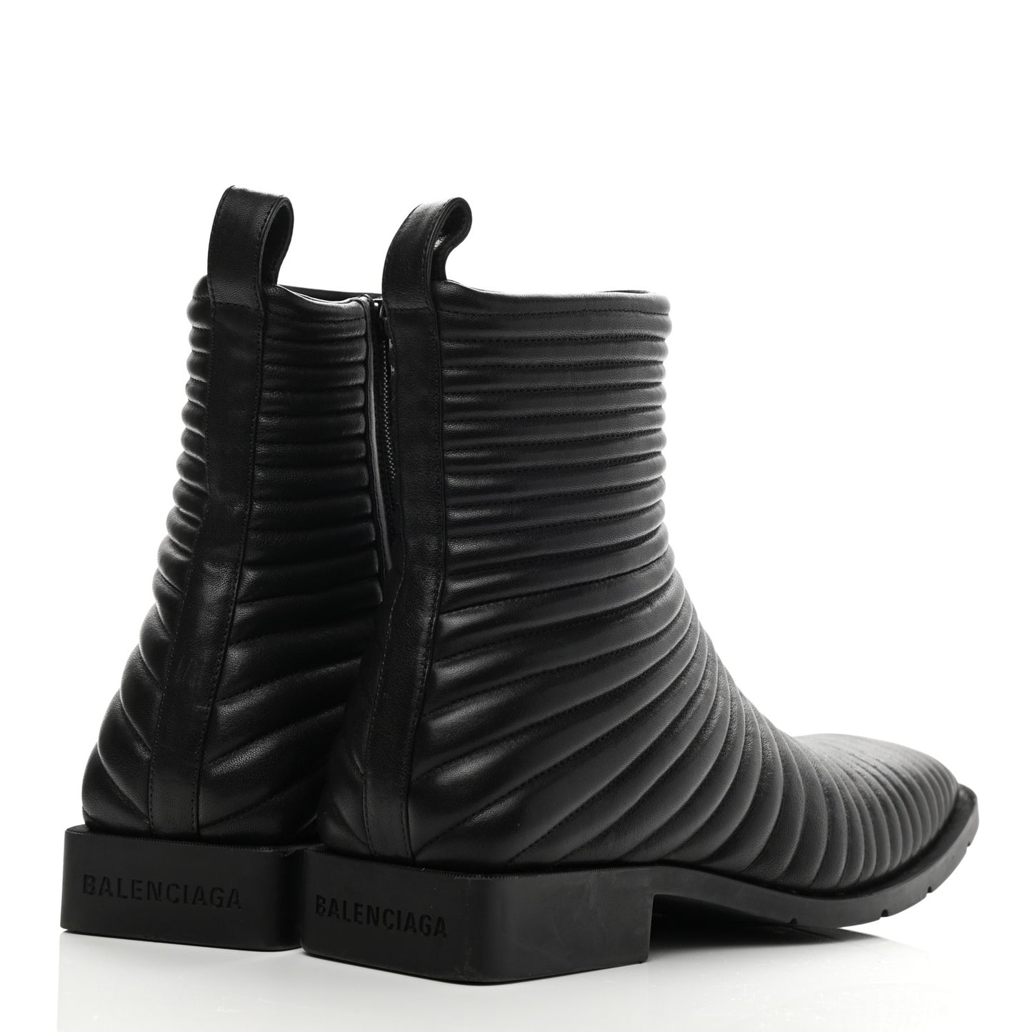 Calfskin Padded Quilted Ankle Boots 41 Black