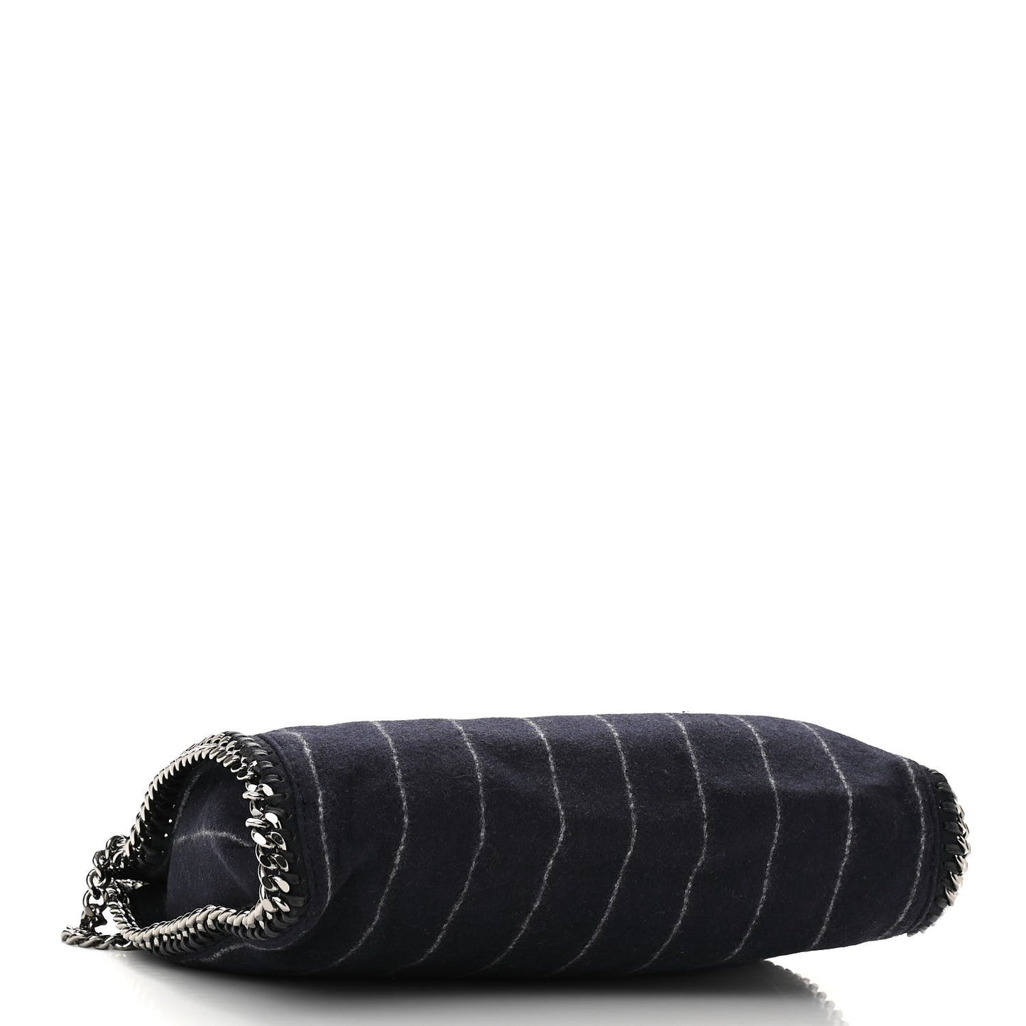 Wool Stripe Falabella Fold Over Tote Navy