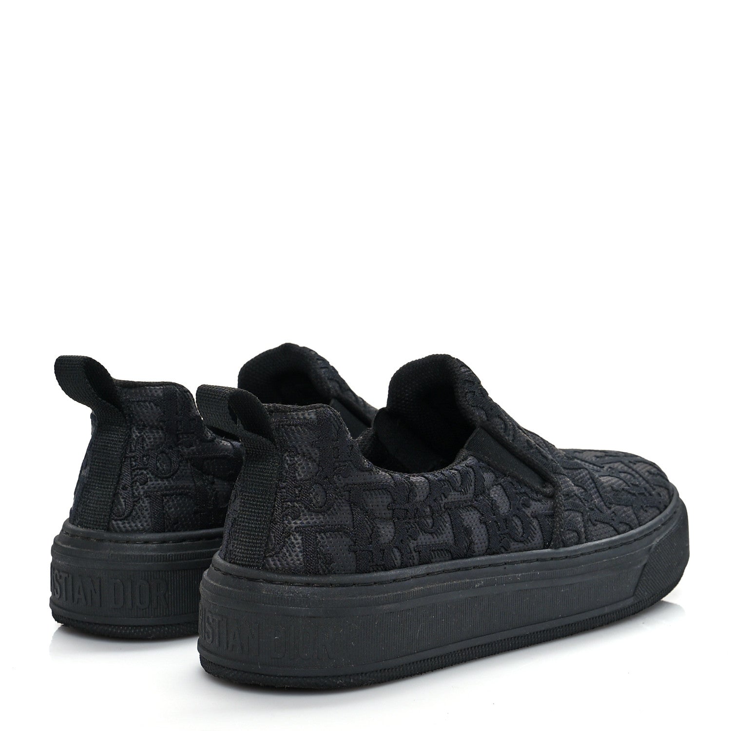 Christian Dior Shiny Technical Fabric Oblique Embroidered Womens Solar Slip On Sneakers 37.5 Black 4 of 9