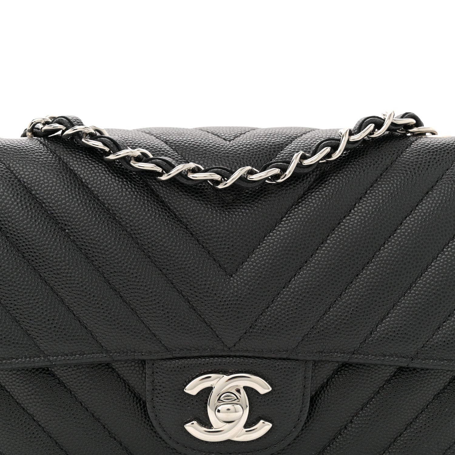 Chanel Caviar Chevron Quilted Mini Rectangular Flap Black 8 of 10