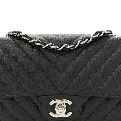 Chanel Caviar Chevron Quilted Mini Rectangular Flap Black 8 of 10