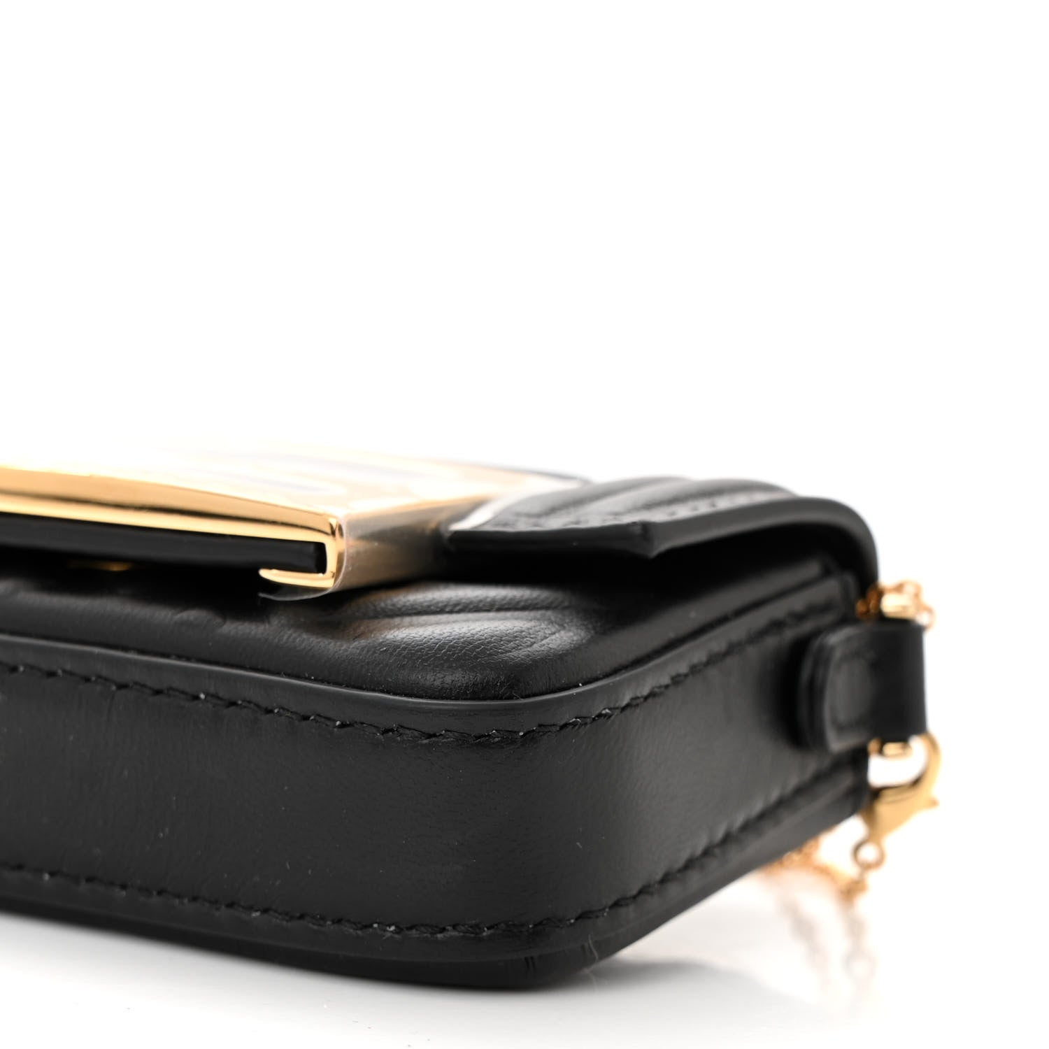 Fendi Nappa Matisse FF Embossed Nano Maxi Buckle Baguette Charm Black 9 of 10