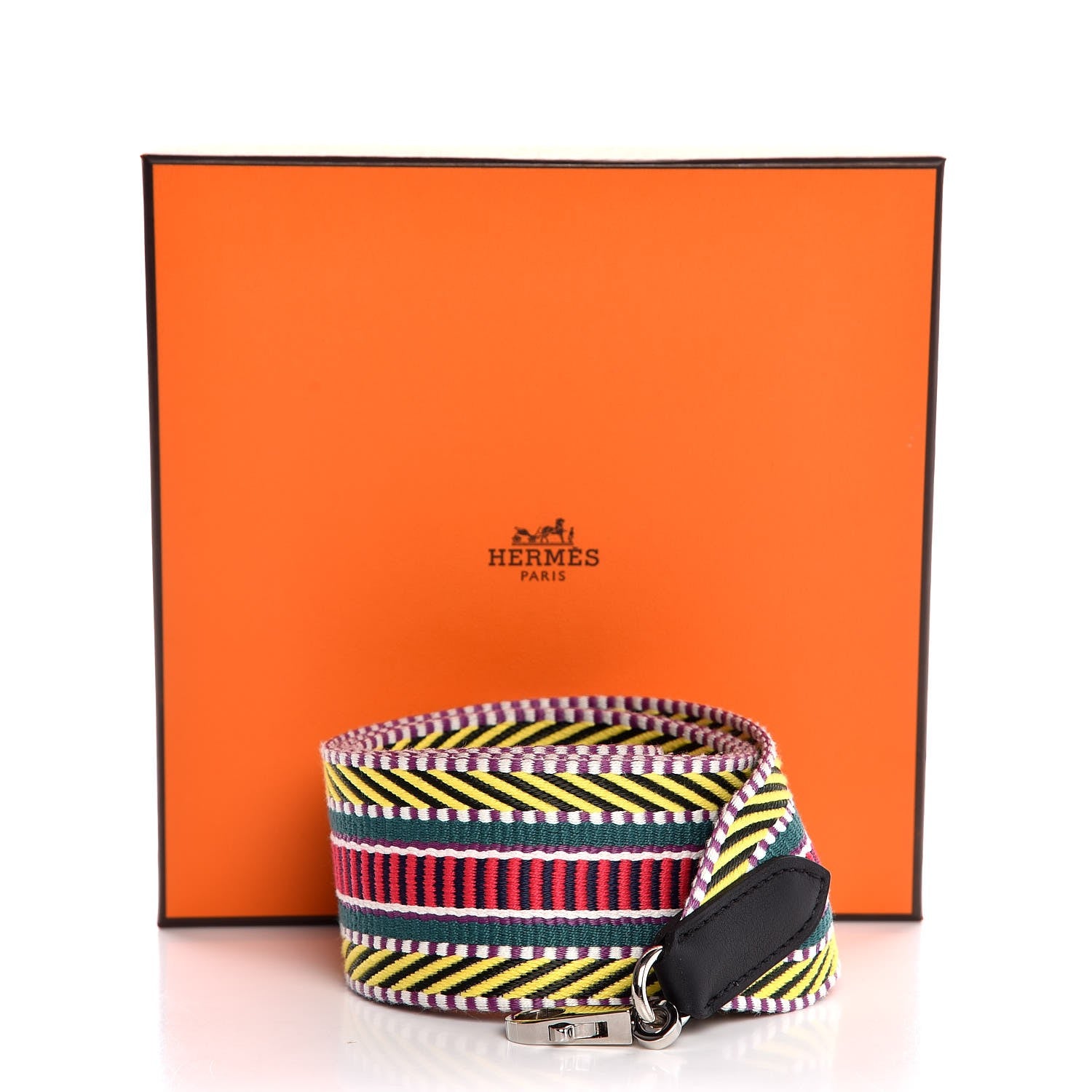 Hermes Toile Swift 50mm Sangle Cavale Shoulder Strap Multicolor Black 6 of 6