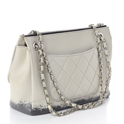 Chanel Lambskin Quilted Large Blizzard Zip Top Flap Light Beige Black 3 of 10