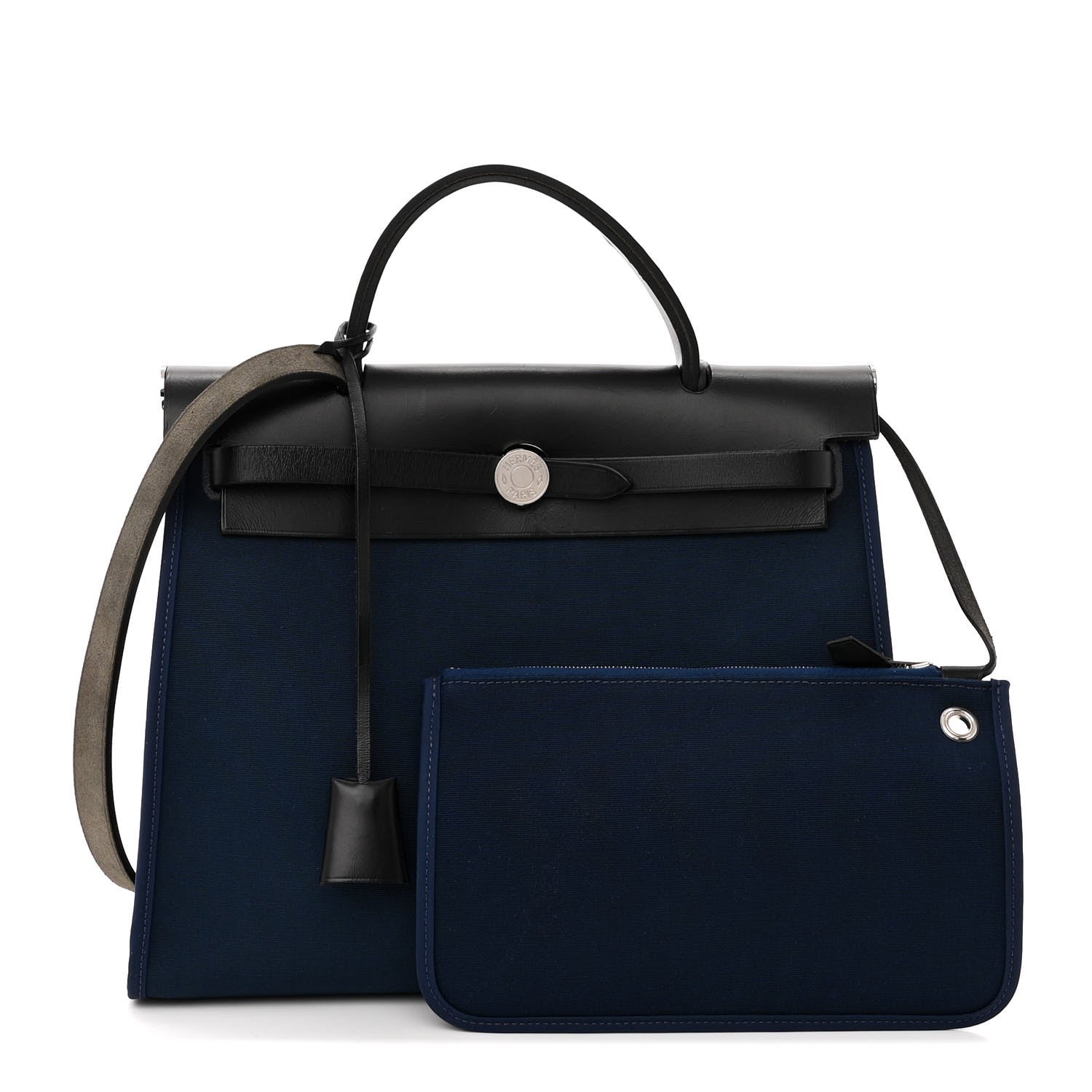 Hermes Military Toile Vache Hunter Herbag Zip PM 31 Bleu De Malte Black 1 of 14