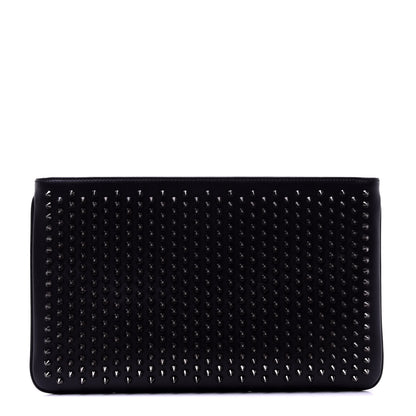 Christian Louboutin Calfskin Studded Loubiposh Clutch Black 1 of 9