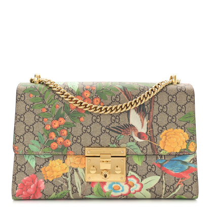 Gucci GG Supreme Monogram Tian Medium Padlock Shoulder Bag Beige Multicolor New Acero 1 of 12