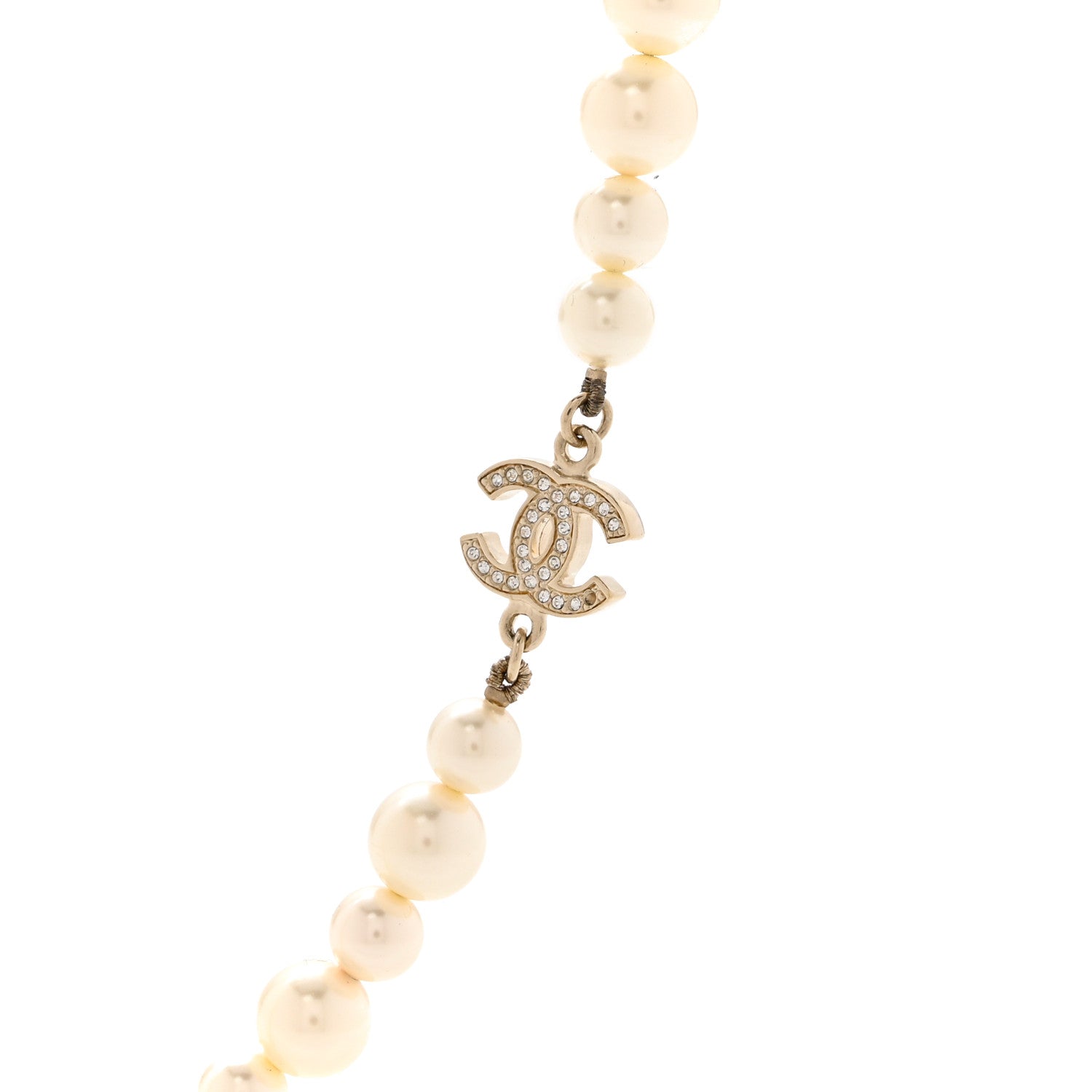 Chanel Pearl Crystal CC Long Necklace Gold 4 of 6