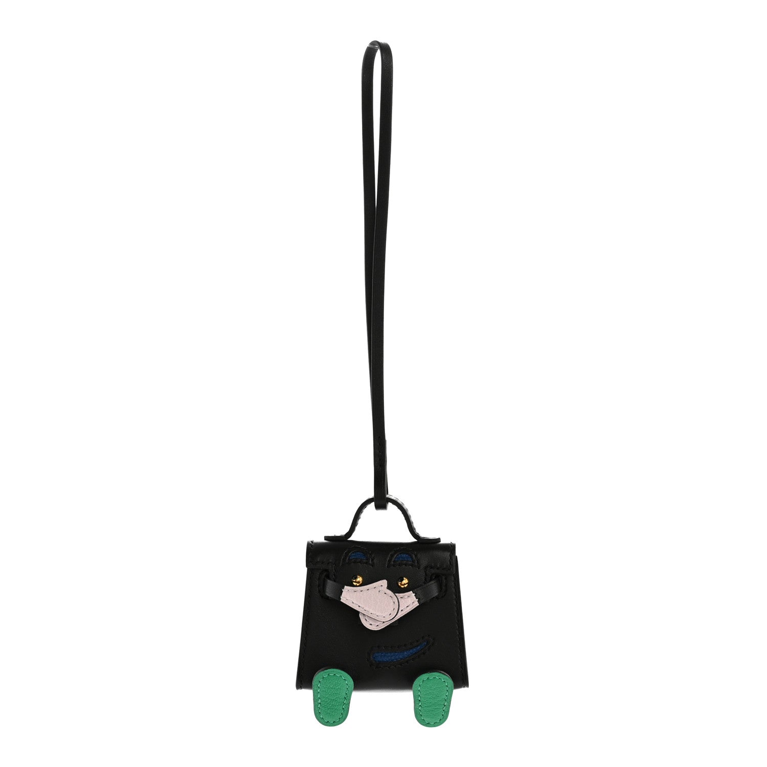 Hermes Tadelakt Chevre Mysore Kelly Quelle Idole Bag Charm Black Mauve Pale Vert Menthe Bleu France 1 of 7