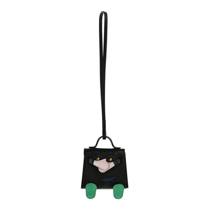 Hermes Tadelakt Chevre Mysore Kelly Quelle Idole Bag Charm Black Mauve Pale Vert Menthe Bleu France 1 of 7